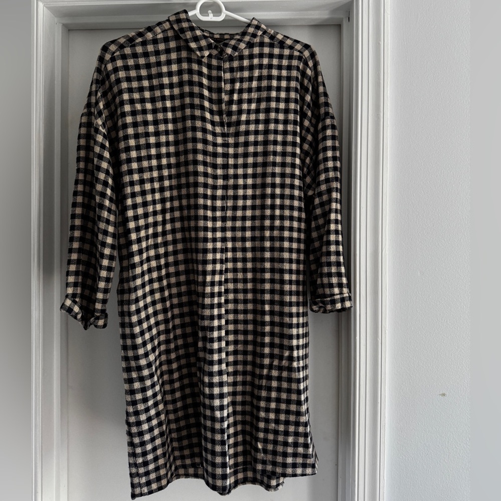 Zara Black and Cream Checkered Dress